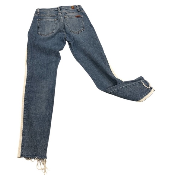 7 For All Mankind Ankle Skinny with Cut Off Hem and Double White Stripes-Size 24 - Picture 8 of 14